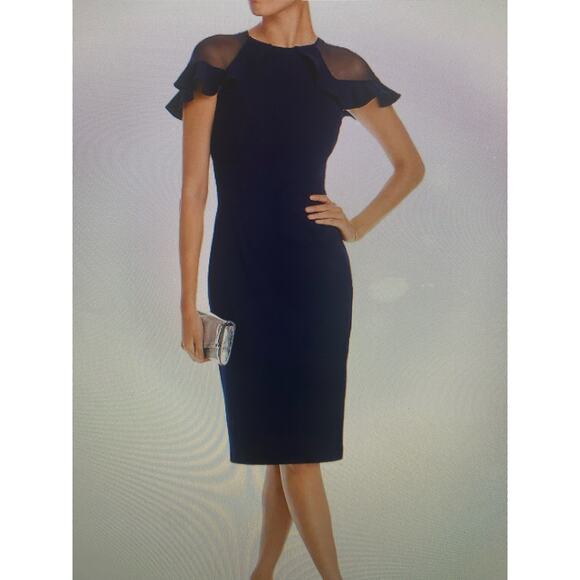 NWT Eliza J Ruffle sleeve cocktail dress 10 - Picture 1 of 10